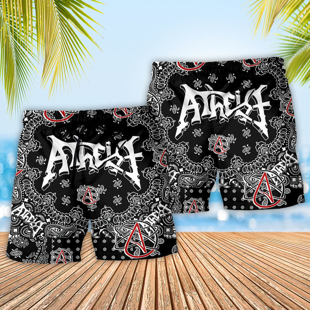 Black White Paisley Secular Beach Shorts Pattern Detail For Seaside Leisure And Relaxed Casual Wear