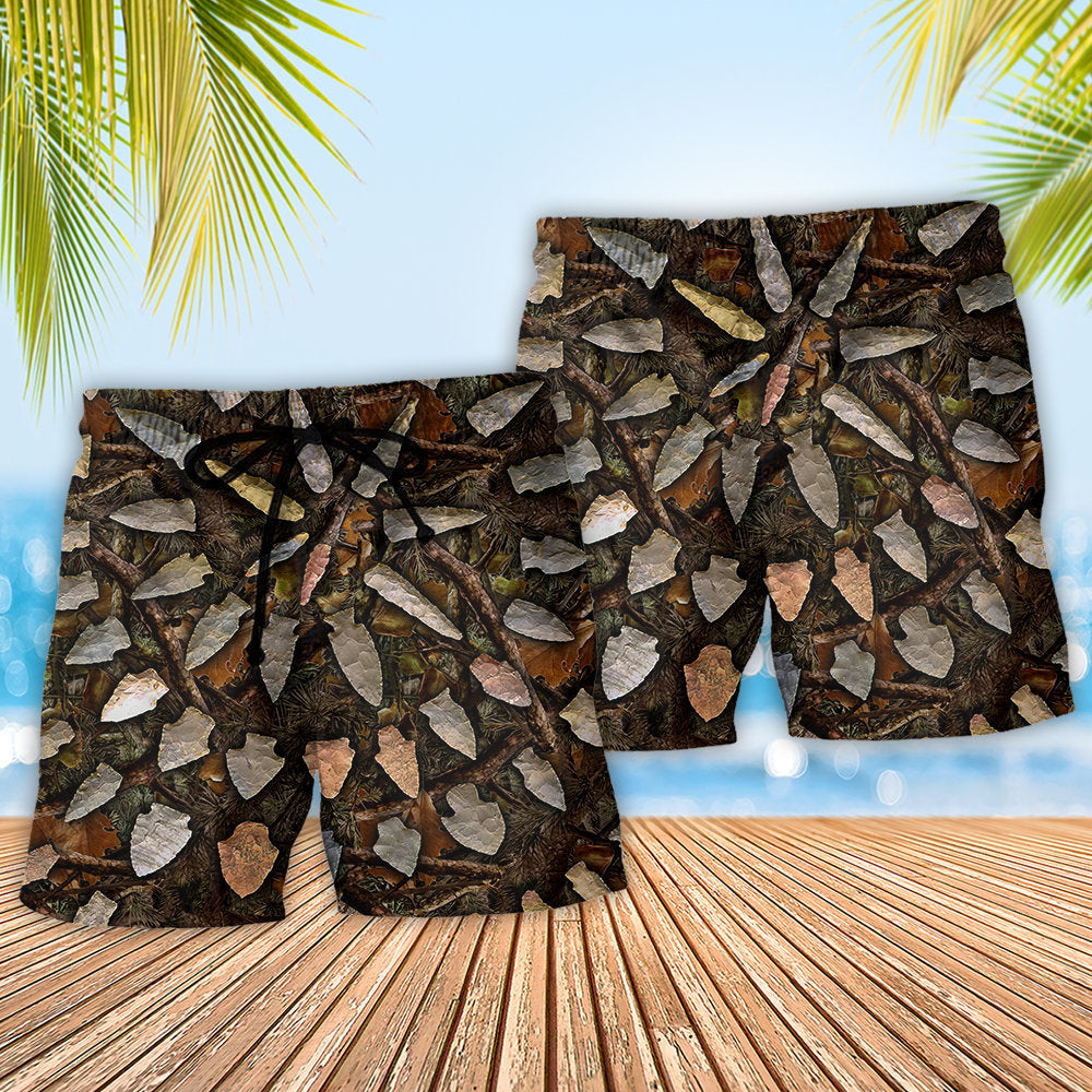 Hunting Arrowhead Camo Pattern Beach Shorts For Summer Vacation And Coastal Travel