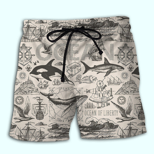 Ocean Vintage Liberty Beach Shorts For Warm Weather Outings And Relaxed Casual Wear
