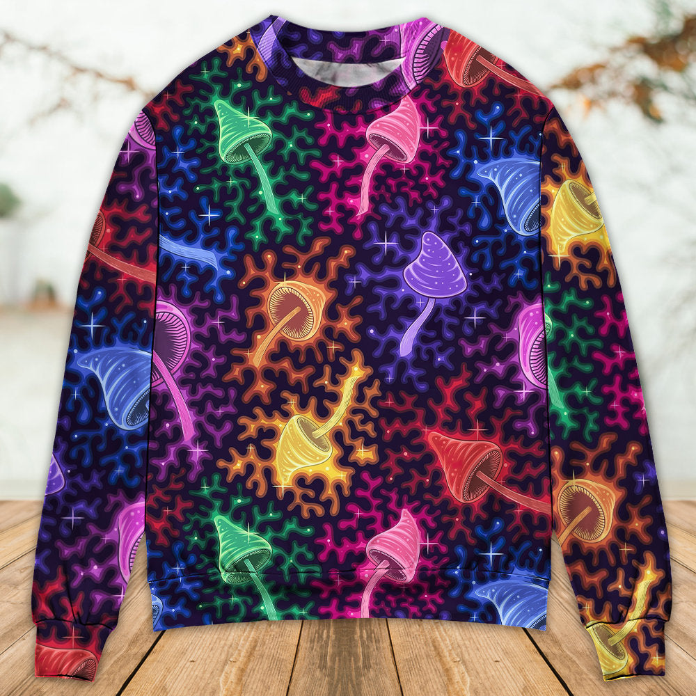 Galaxy Rainbow Mushroom Colorful Sweater For Creative Spirits Travel Parties And Comfortable Casual Wear