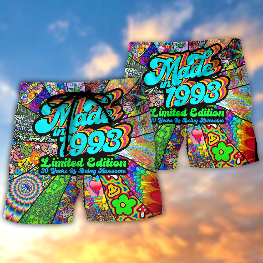 1993 Birthday Celebration Beach Shorts Design Detail For Weekend Getaways And Beach Days