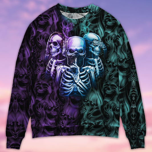 Skull See No Evil Sweater For Fantasy Fans Casual Outings And Weekend Adventures