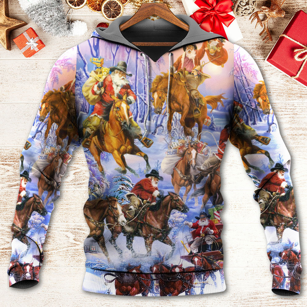Christmas Santa Horse Holiday Cheer Hoodie For Festive Days Casual Adventures And Thoughtful Seasonal Gifting