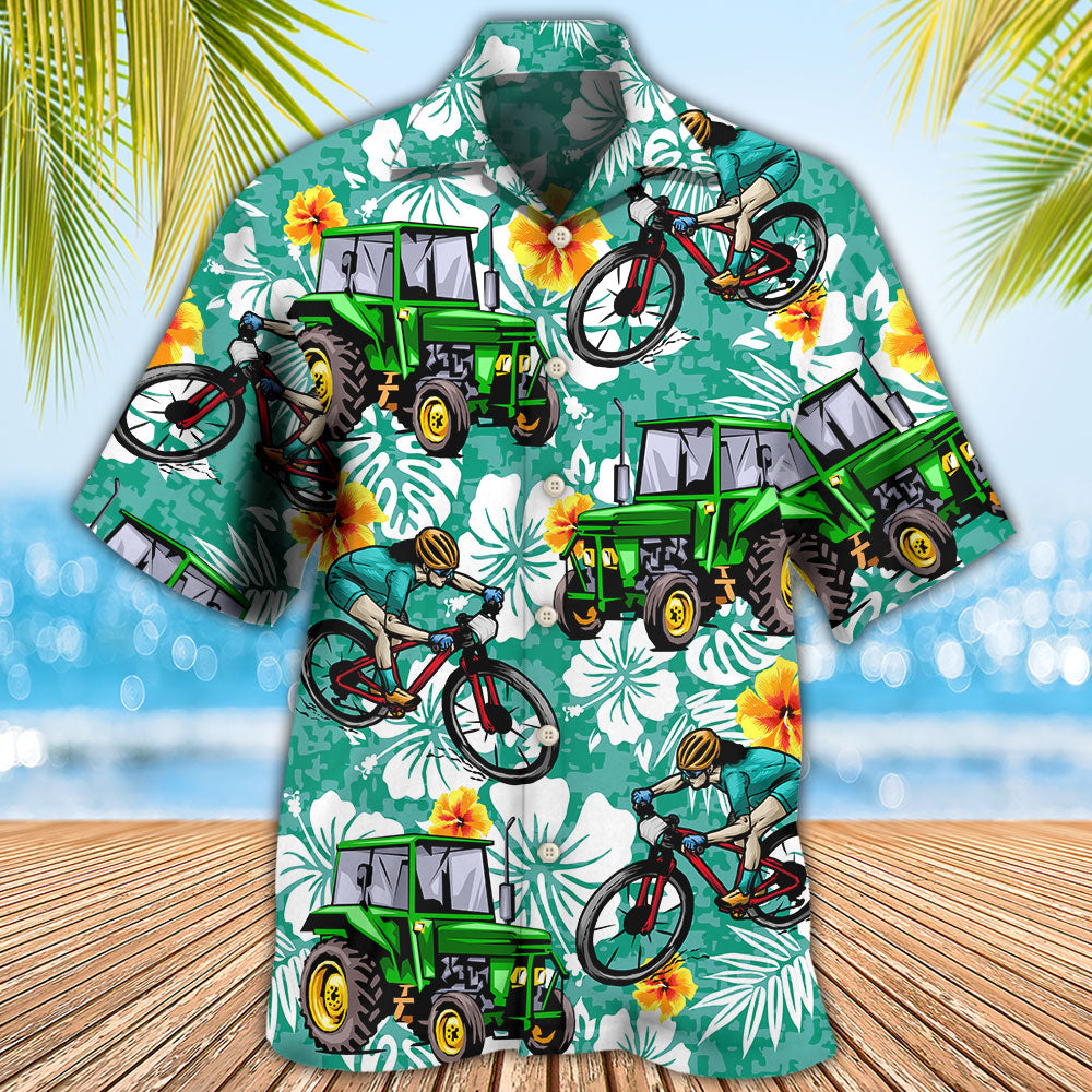 Tractor Tractors Mountain Bicycle Hawaiian Shirt For Summer Vacation And Beach Travel