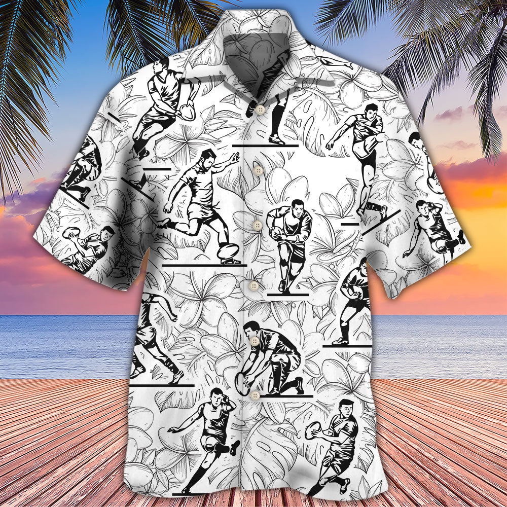 Tropical Rugby Leaf Ball Games Hawaiian Shirt Artwork View For Weekend Travel And Beach Style