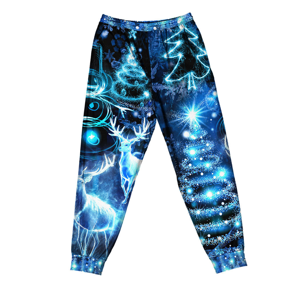 Deer Snowman Christmas Tree Lights Short Sleeve Pajamas Set For Holiday Bedtime And Cozy Home Wear