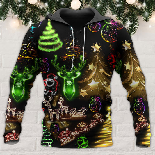Neon Christmas Tree Snowman Hoodie For Festive Family Moments Winter Wear And Holiday Gift Ideas