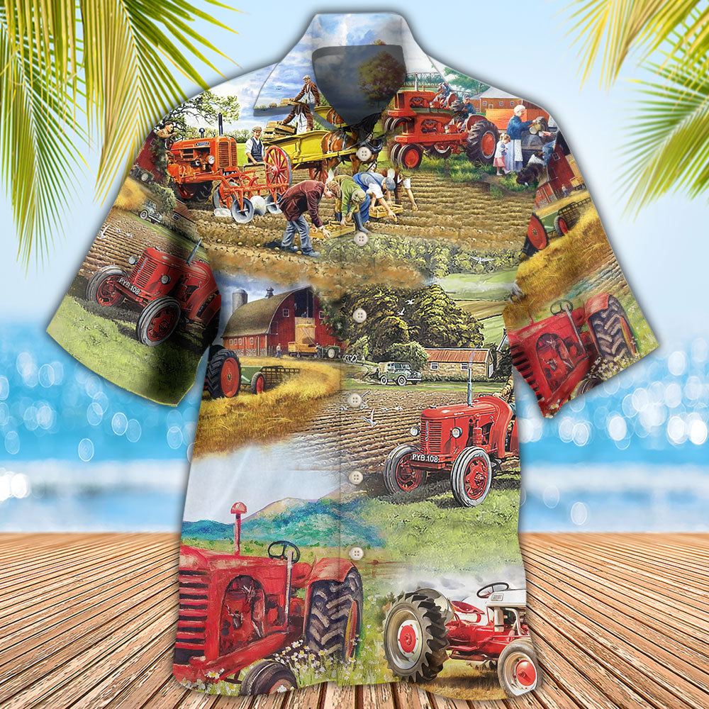 Farm Tractor Hawaiian Shirt All Over Print Detail For Summer Travel