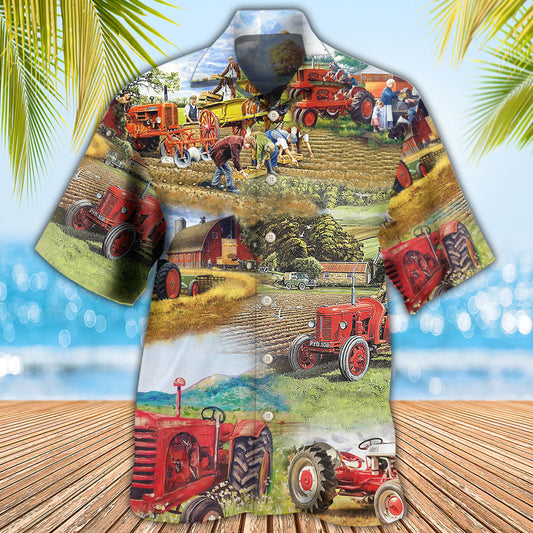 Farm Tractor Hawaiian Shirt All Over Print Detail For Summer Travel