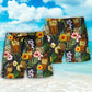 Tropical Rum Drink Beach Shorts Pattern Detail For Leisure Travel And Bright Summer Outfits