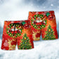 Santa Drinking By Christmas Tree Lights Beach Shorts For Coastal Adventures And Relaxed Summer Wear
