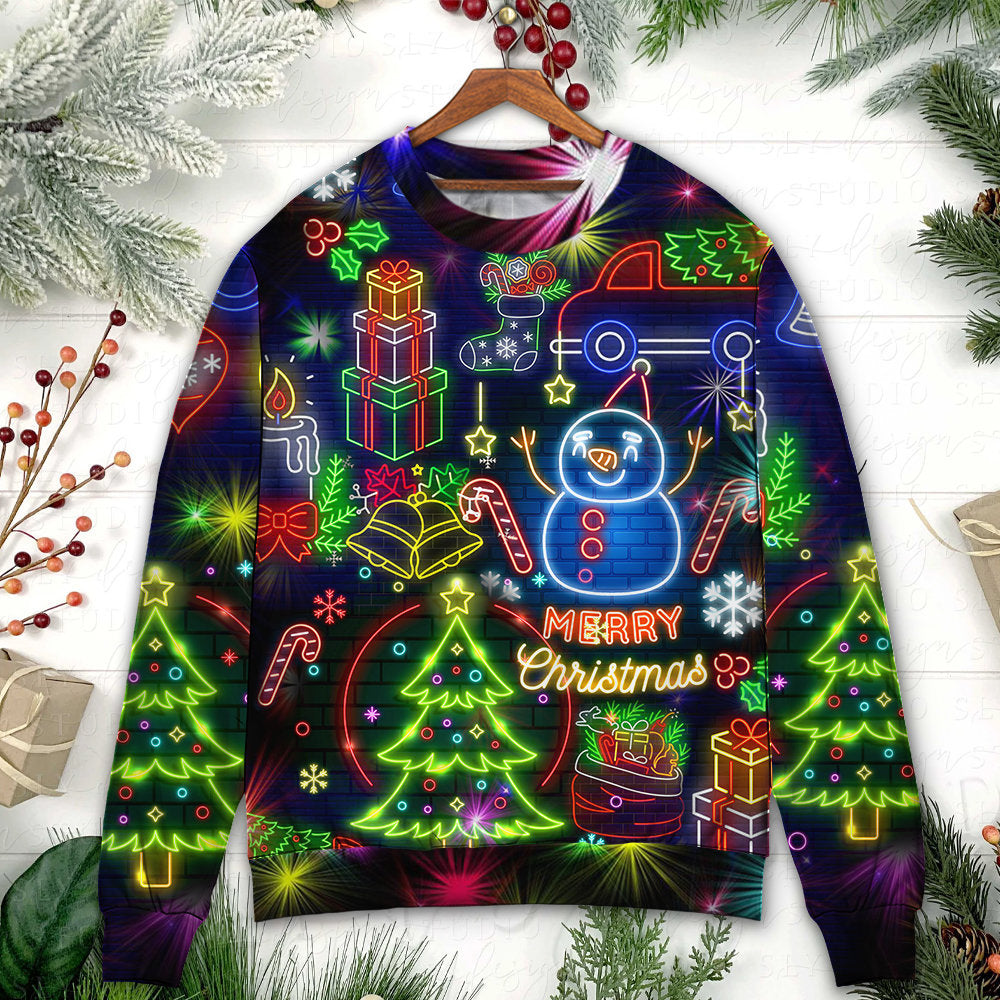 Christmas Bright Neon Lighting Sweater For Festive Events Weekend Outings And Comfortable Winter Style