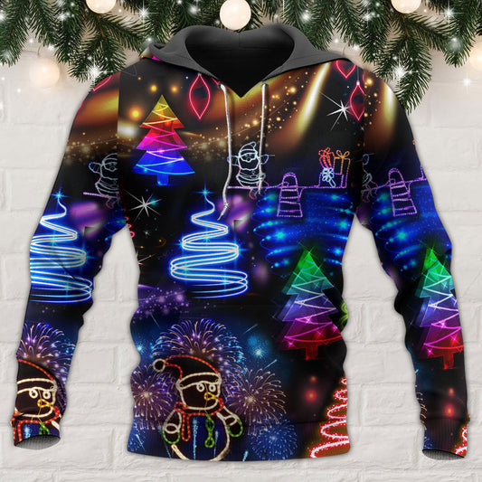 Neon Christmas Santa Snowman Hoodie For Festive Streetwear Winter Outings And Christmas Celebrations