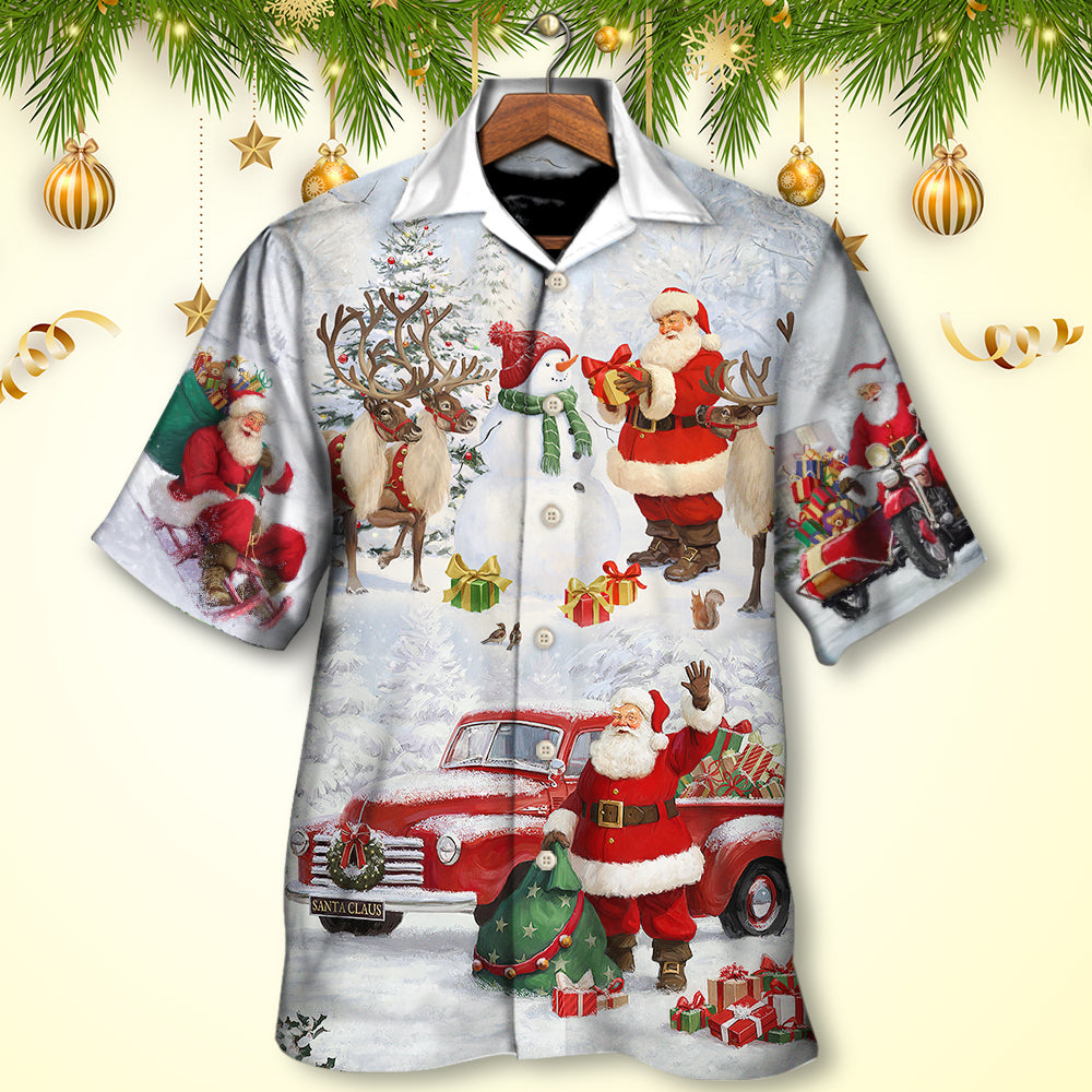 Watercolor Christmas Gift Snow Hawaiian Shirt Artwork View For Coastal Escapes And Resort Style
