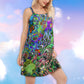 Hippie Funny Octopus Love Music V-Neck Sleeveless Cami Dress For Creative Events And Casual Warm Weather Wear
