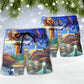 Lighthouse Shine Through Storm Beach Shorts Design View For Comfortable Resort And Beach Styling
