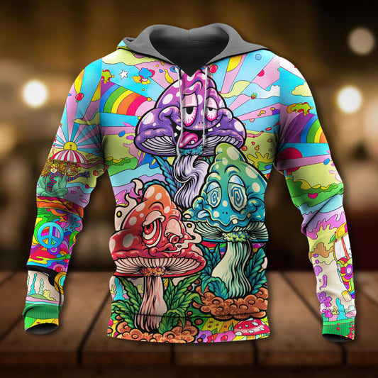 Hippie Happy Mushroom Life Hoodie For Bohemian Events Everyday Wear And Creative Gifting