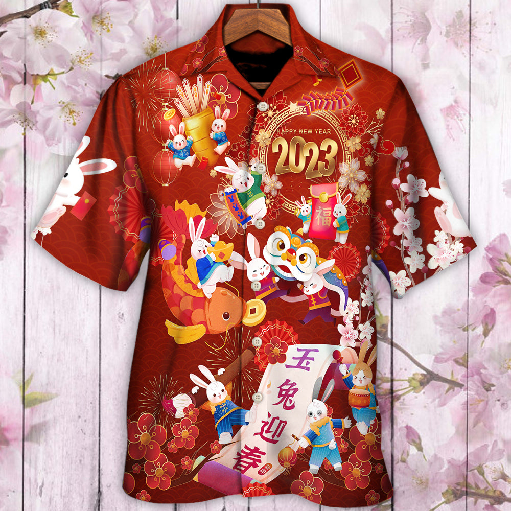Lunar New Year Rabbit Hawaiian Shirt Relaxed Style View For Island Holidays