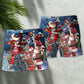 Christmas Santa Motorcycle Humor Beach Shorts Design View For Poolside Relaxation And Holiday Trips