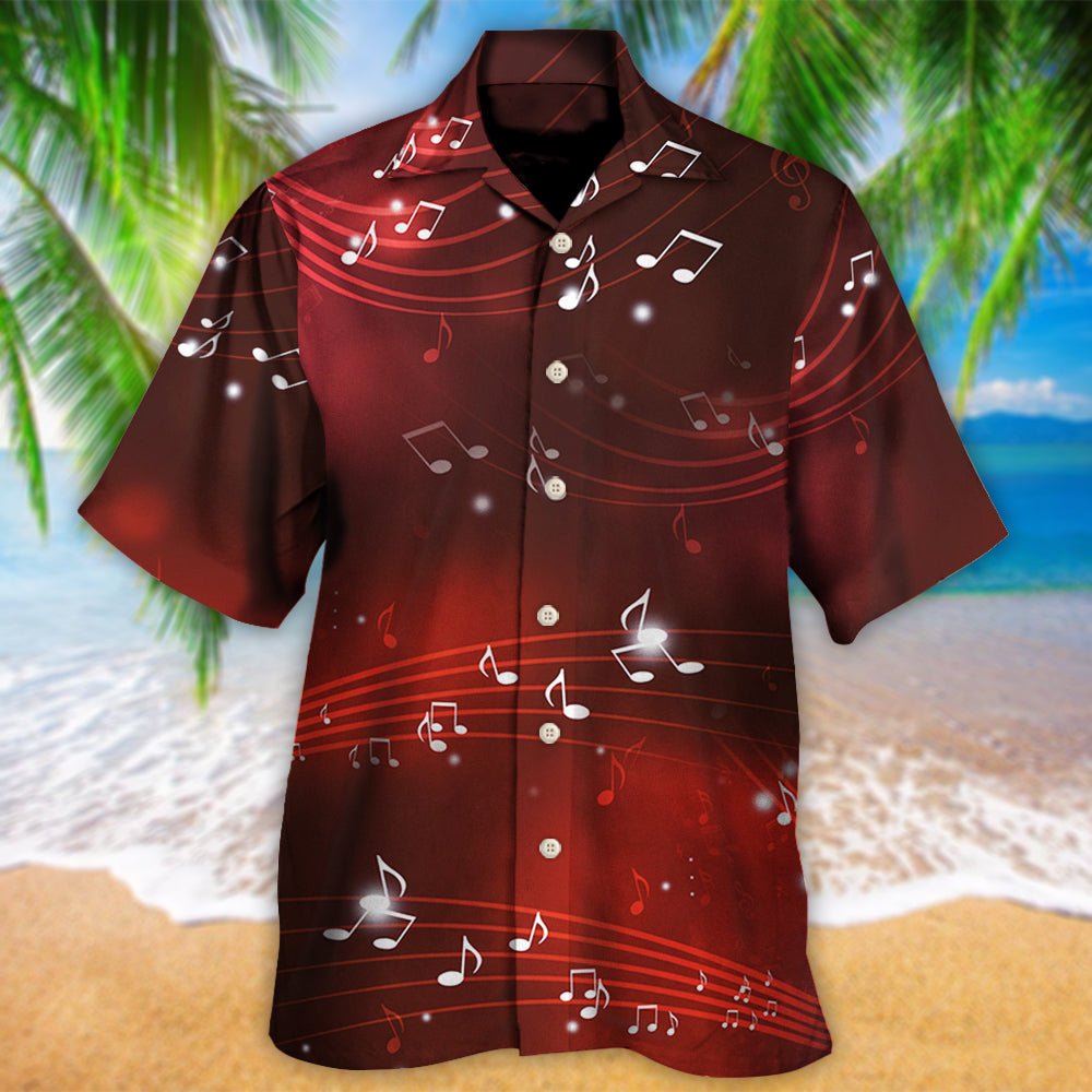 Dark Red Music Musical Notes Blurry Lights Hawaiian Shirt For Beach Parties And Weekend Getaways