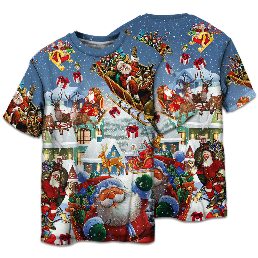 Santa Sleigh Holiday Greeting Short Sleeve Pajamas Set For Festive Sleepovers And Family Photos