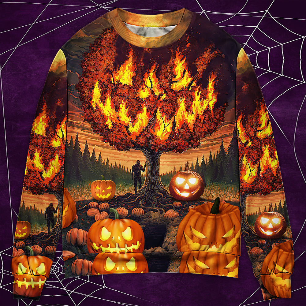 Halloween Pumpkin Wild Fantasy Sweater For Art Fans Travel Parties And Distinctive Casual Style