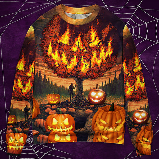Halloween Pumpkin Wild Fantasy Sweater For Art Fans Travel Parties And Distinctive Casual Style