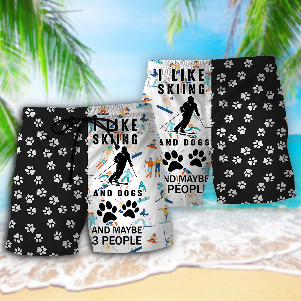 Skiing Dog Beach Shorts Pattern Detail For Relaxed Weekends And Easy Warm Weather Wear