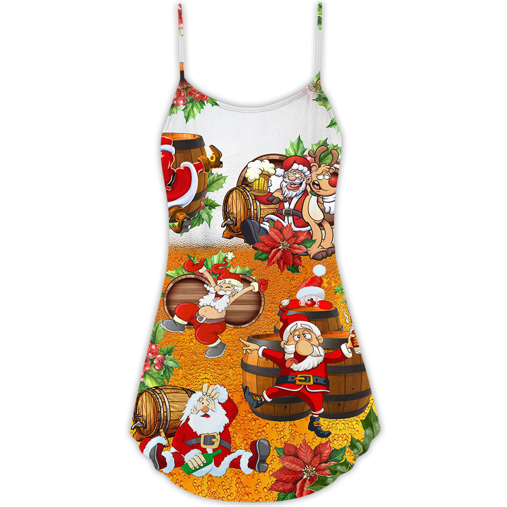 Christmas Dear Santa Heres Your Beer V-Neck Sleeveless Cami Dress For Outdoor Events And Comfortable Summer Outfits