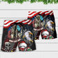 Christmas Skull Eagle Flag Beach Shorts Print Detail For Beach Activities And Vacation Wear
