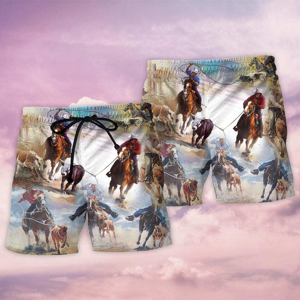 Horse Beach Shorts Pattern Detail For Relaxed Weekends And Leisure And Relaxation