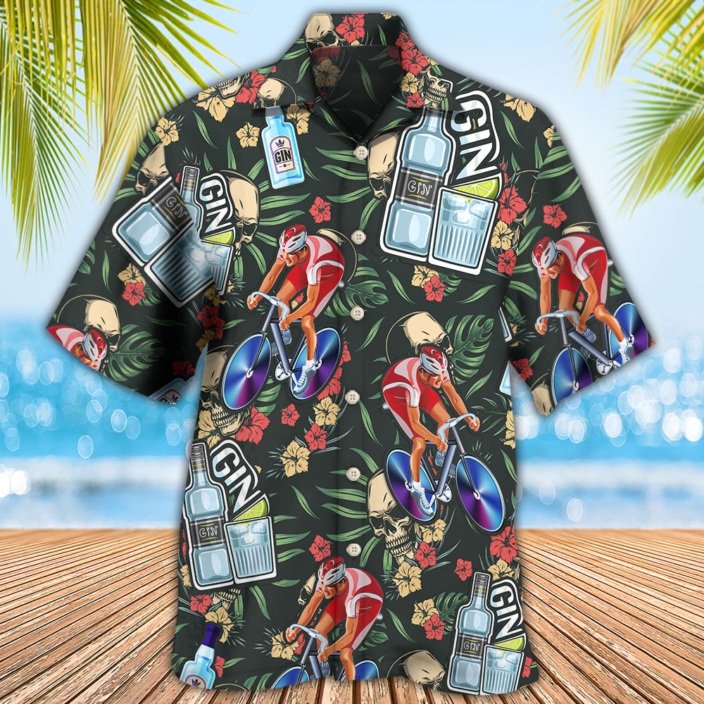 Wine Gin Cycling Hawaiian Shirt Design View For Casual Summer Styling