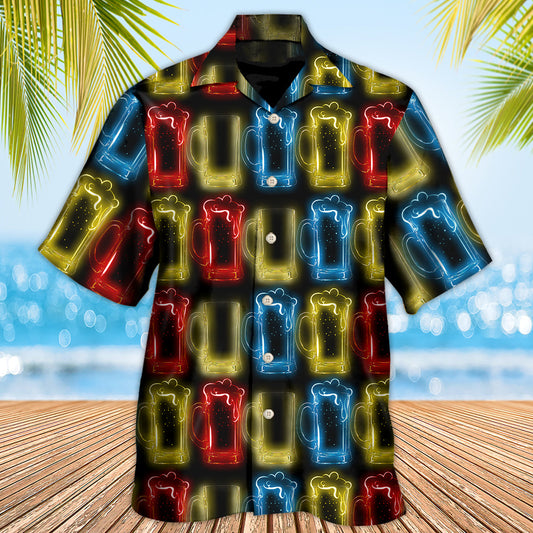 Funny Beer Magic Water Drinking Hawaiian Shirt Print Closeup For Island Holidays