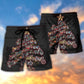 Christmas Motorcycle Tree Retro Holiday Beach Shorts Pattern View For Resort Days And Outdoor Activities