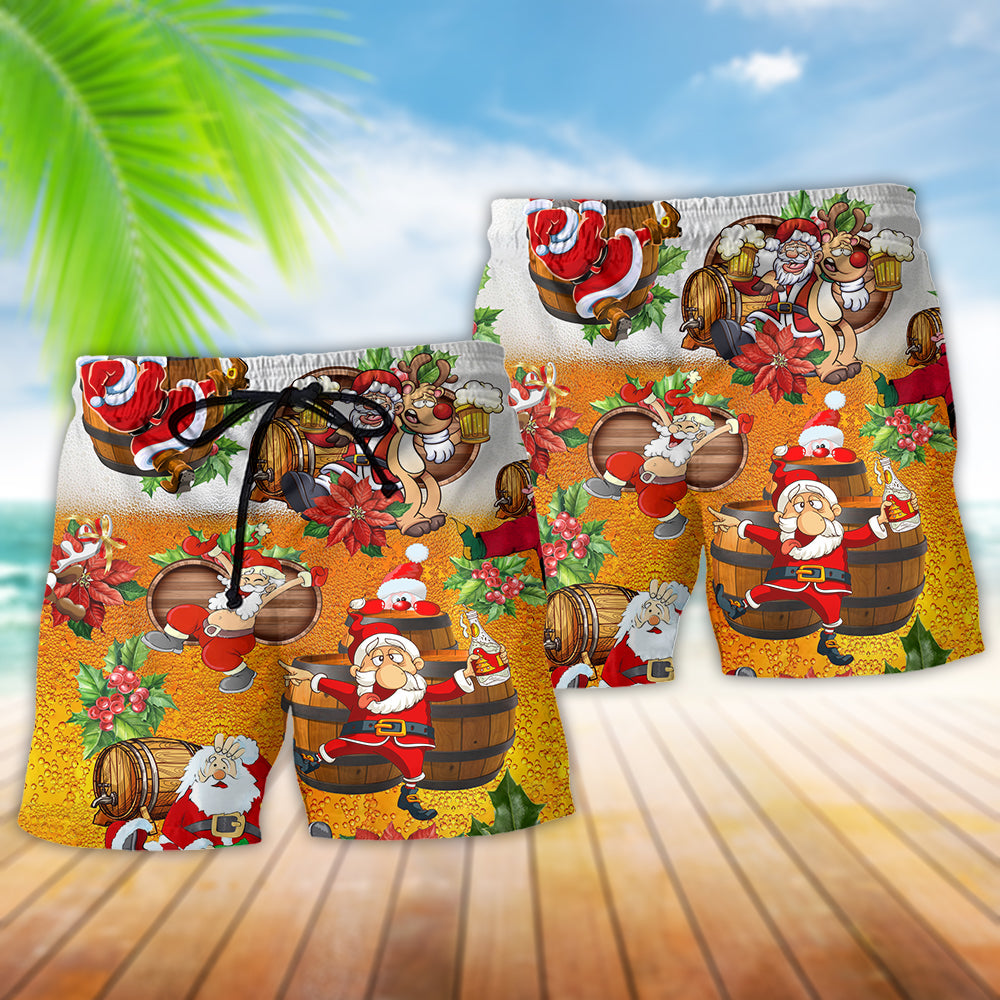 Christmas Dear Santa Bring Beer Beach Shorts Print Detail For Festive Outdoor Gatherings