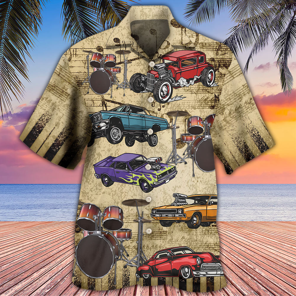 Car Muscle Drums Hawaiian Shirt Design Detail For Beach Days And Holiday Travel
