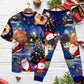 Santa And Christmas Gifts Short Sleeve Pajamas Set For Christmas Sleepwear And Family Lounging