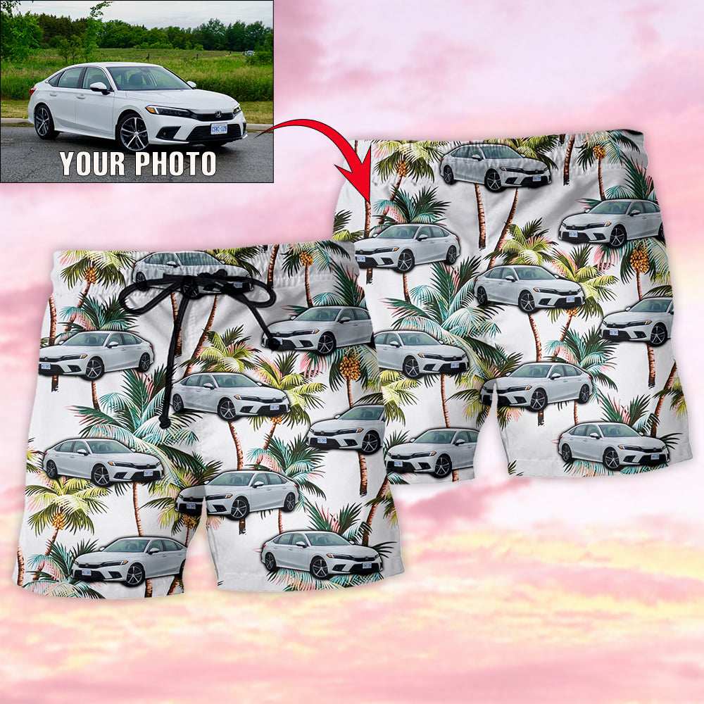 Car Tropical Various Style Personalized Photo Beach Shorts For Tropical Getaways And Weekend Adventures