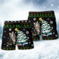 Funny Cat Wrecking Tree Christmas Beach Shorts Print View For Coastal Escapes And Casual Outings