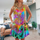 Hippie Octopus Fun Style V-Neck Sleeveless Cami Dress For Festivals Vacations And Relaxed Artistic Styling