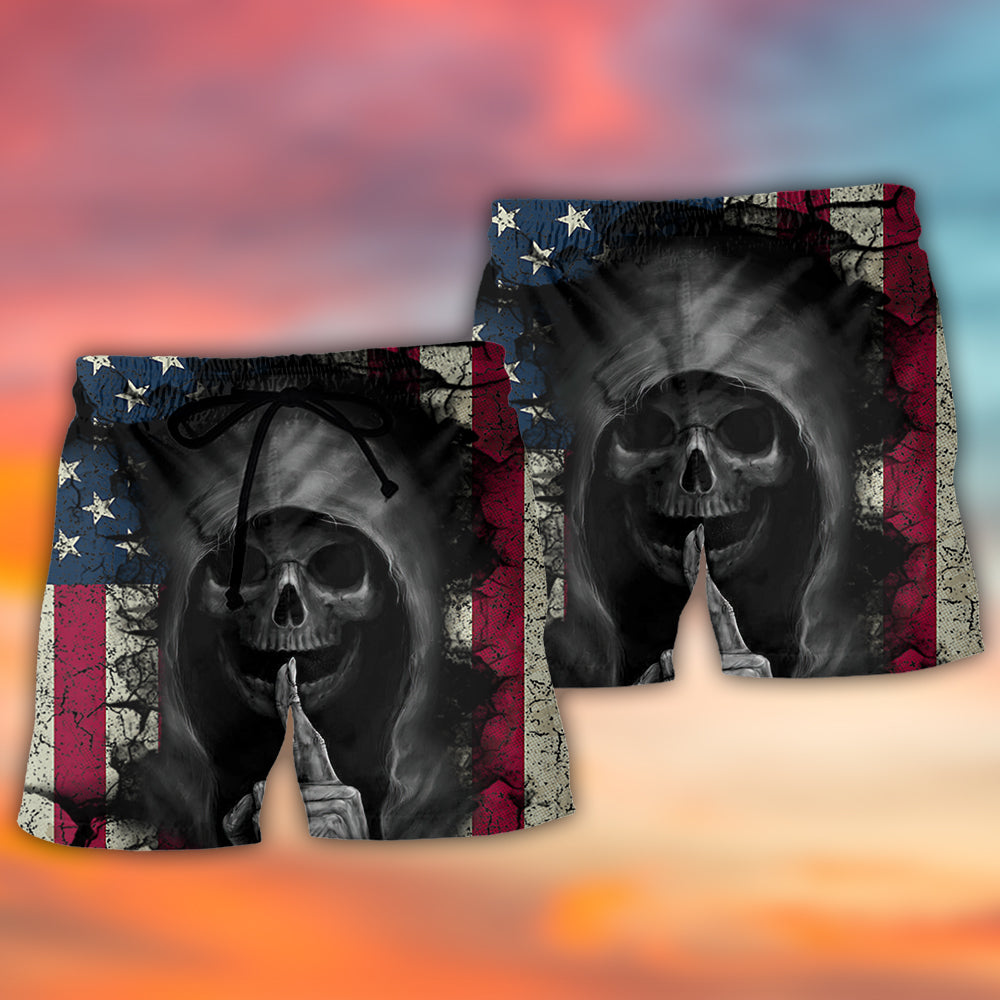 Skull Dark USA Flag Vintage Beach Shorts For Coastal Adventures And Relaxed Summer Wear