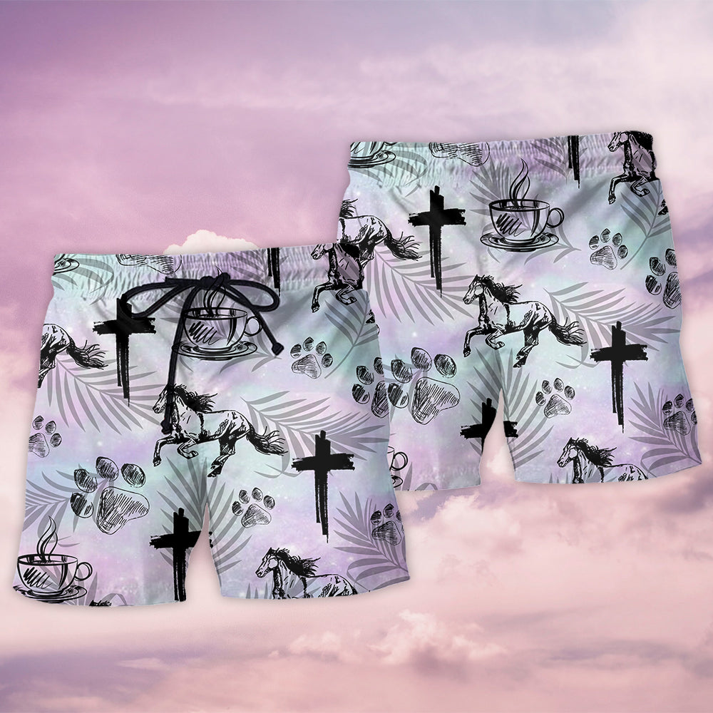 Coffee Jesus Dog Horse Tropical Beach Shorts For Coastal Adventures And Relaxed Summer Wear