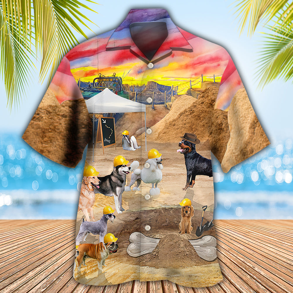 Dog Archeologist Digging Bones Hawaiian Shirt For Coastal Adventures And Warm Weather Wear