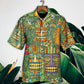 Tropical Tiki Mask Island Sur Board Palm Hawaiian Shirt Pattern Detail For Vacation Travel And Daily Wear