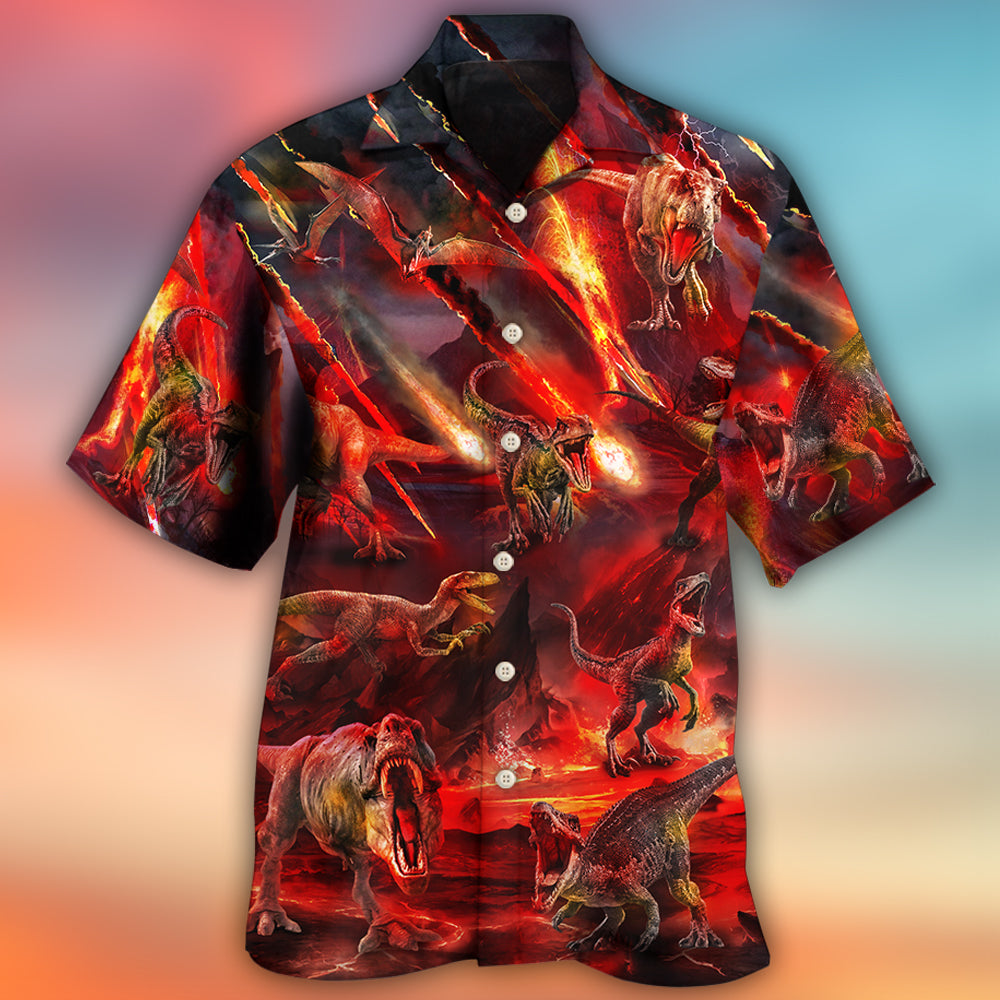 Dinosaur Meteor Rain Fantasy Hawaiian Shirt For Summer Events And Casual Outdoor Wear