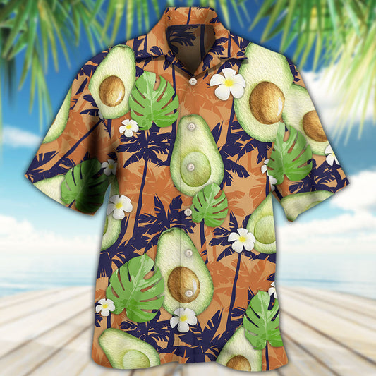 Floral Tropical Avocado Fun Hawaiian Shirt Fabric Pattern Detail For Coastal Travel