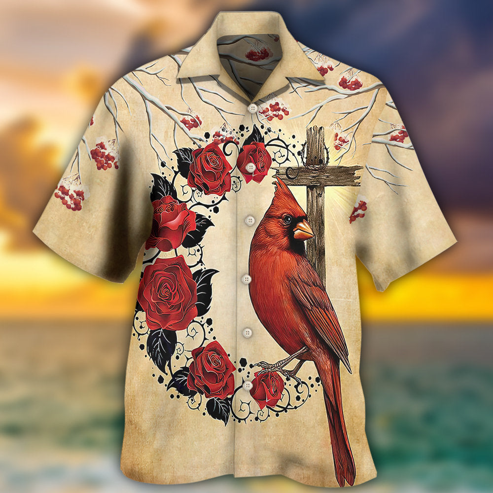 Cardinal Big Piece Heart Heaven Hawaiian Shirt For Summer Vacation And Beach Travel