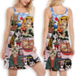 Cat Samurai Ramen V-Neck Sleeveless Cami Dress For Travel And Comfortable Summer Styling