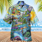 Bohemian Colorful Shark Peace Hawaiian Shirt For Resort Getaways And Comfortable Summer Activities