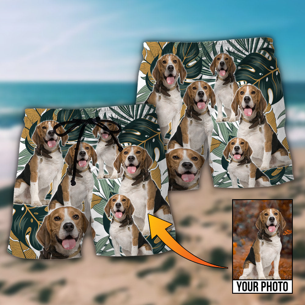 Dog Summer Aloha Tropical Personalized Photo Beach Shorts For Beach Trips And Relaxed Vacation Styling